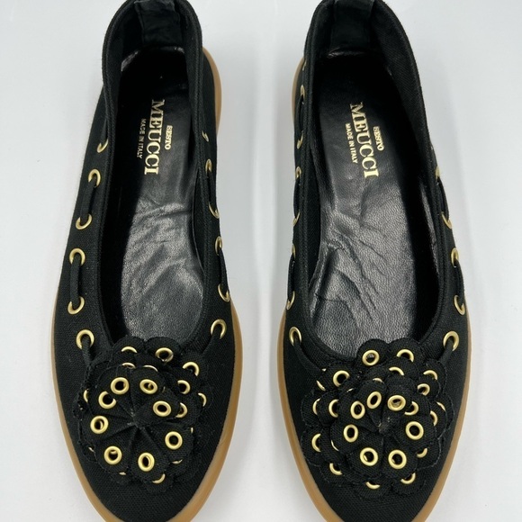 SESTO MEUCCI Black Floral Gold Ringlet Loafers - Picture 5 of 9